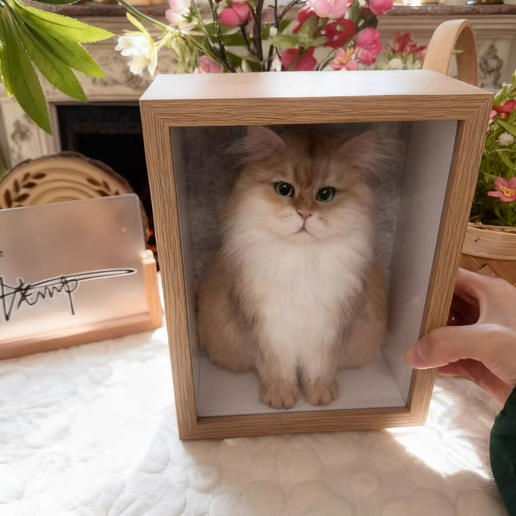 3D Felted Pet Memorial Art - Handmade Custom Frame Portrait for Cat/Dog Lovers