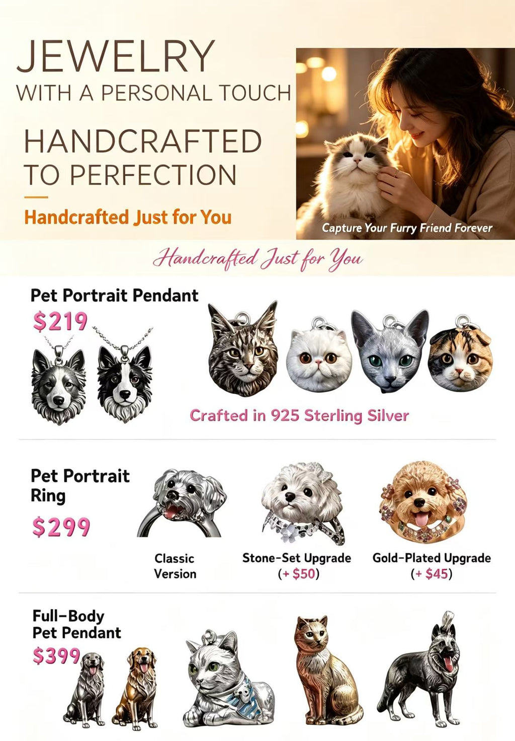 custom sterling silver pet portrait pendant