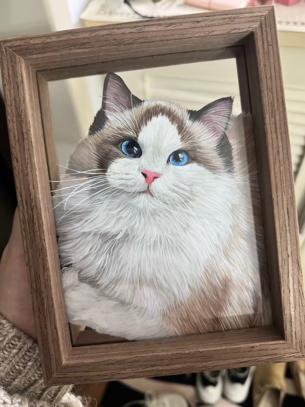 Custom handmade acrylic cat portrait personalized pet gift
