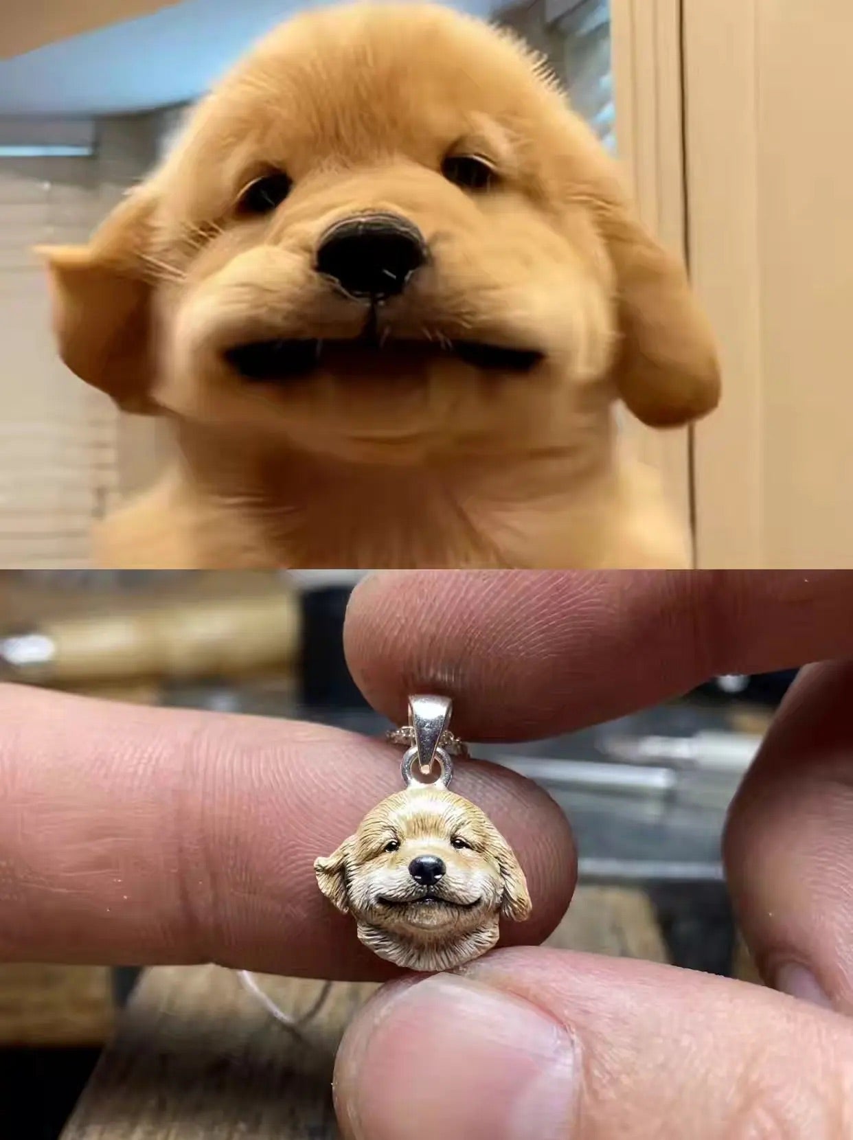 custom sterling silver pet portrait pendant