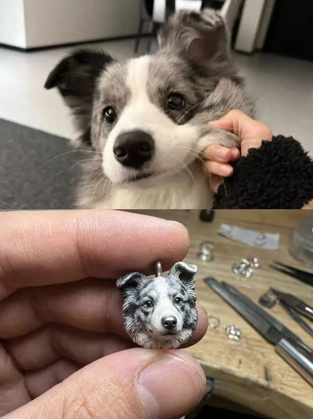 custom sterling silver pet portrait pendant